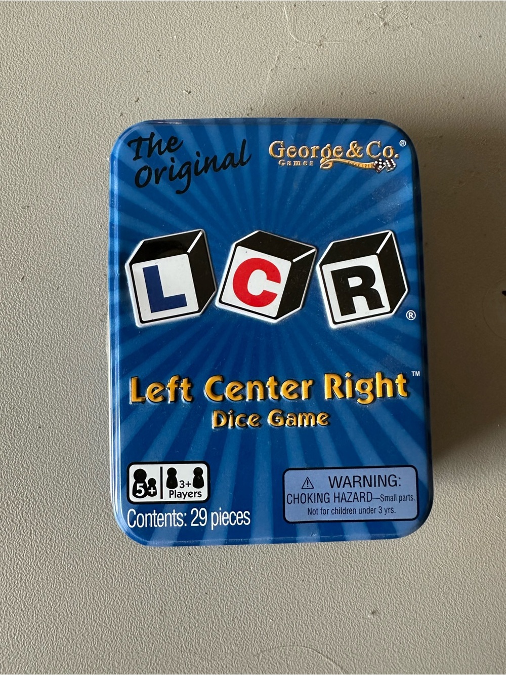 Left Center Right Dice Game - Blue Tin
